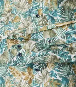 CASA MODA Sport casual fit overhemd, popeline, wit met groen en aqua bladeren dessin