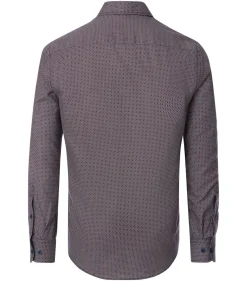 CASA MODA Sport casual fit overhemd, twill, blauw met rood dessin
