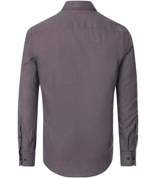 CASA MODA Sport casual fit overhemd, twill, blauw met rood dessin