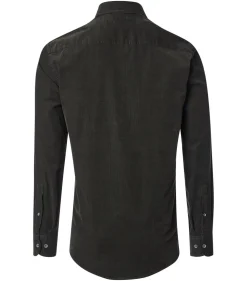 CASA MODA Sport casual fit overhemd, ribfluweel, donkergroen