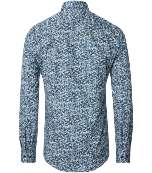 CASA MODA Sport casual fit overhemd, twill, blauw met wit dessin