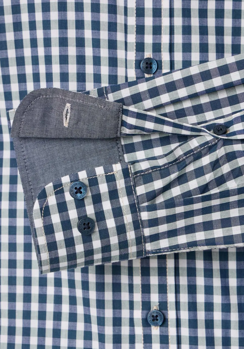 CASA MODA Sport casual fit overhemd, structuur, donkerblauw met wit en groen geruit