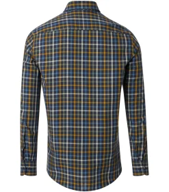 CASA MODA Sport casual fit overhemd, twill, blauw, groen, oranje geruit