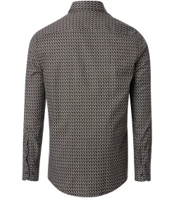 CASA MODA Sport casual fit overhemd, twill, bruin dessin