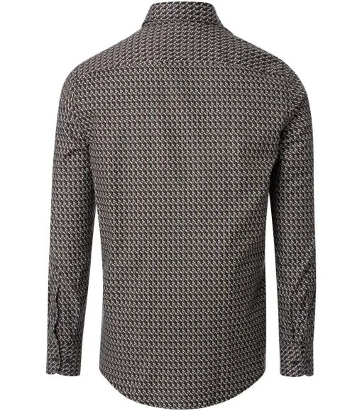 CASA MODA Sport casual fit overhemd, twill, bruin dessin