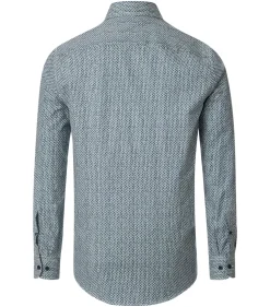 CASA MODA Sport casual fit overhemd, twill, wit met blauw en groen dessin