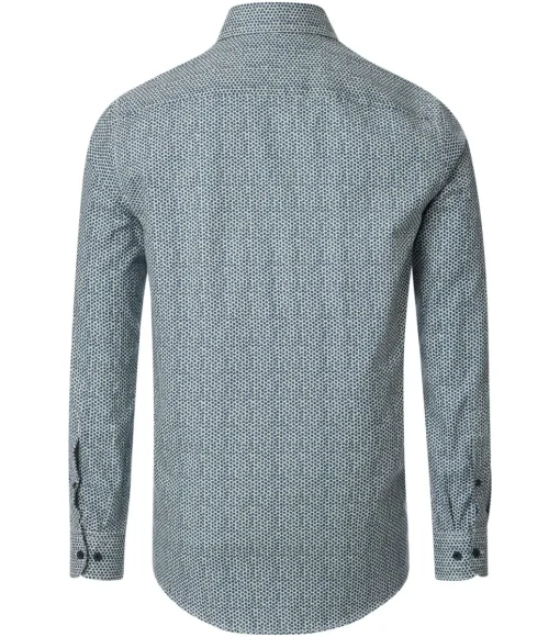 CASA MODA Sport casual fit overhemd, twill, wit met blauw en groen dessin