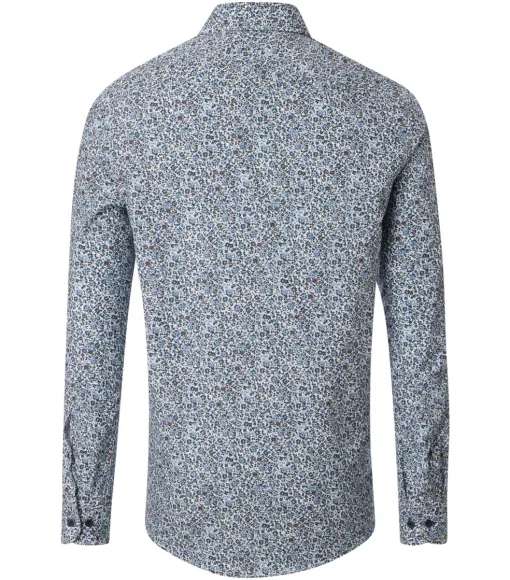 CASA MODA Sport casual fit overhemd, popeline, blauw dessin