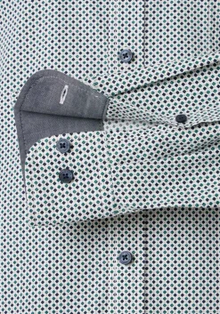 CASA MODA Sport casual fit overhemd, twill, wit met blauw en petrol dessin