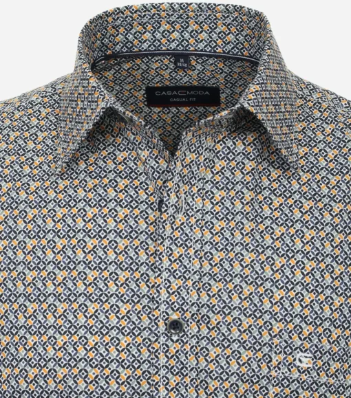 CASA MODA Sport casual fit overhemd, popeline, geel dessin