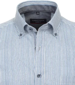 CASA MODA Sport casual fit overhemd, popeline, blauw gestreept