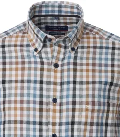 CASA MODA Sport casual fit overhemd, flanel, beige geruit