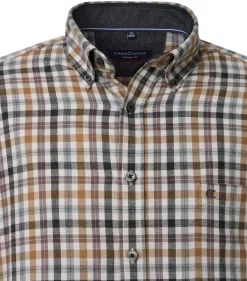 CASA MODA Sport casual fit overhemd, flanel, beige, blauw, wit geruit