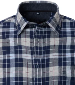CASA MODA Sport casual fit overhemd, flanel, blauw geruit