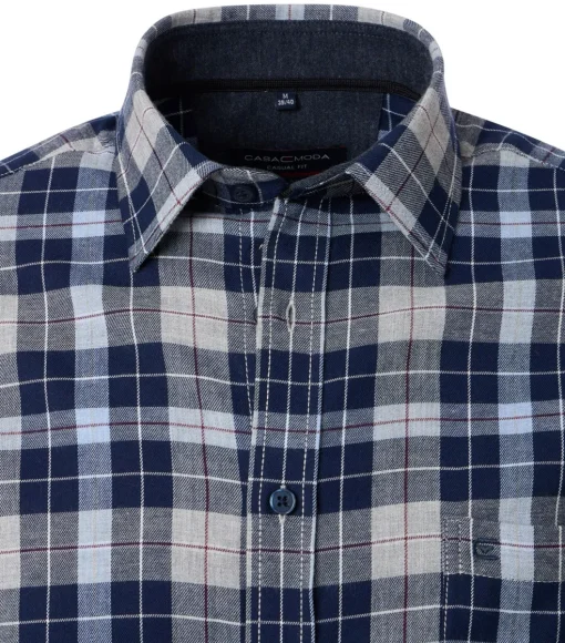 CASA MODA Sport casual fit overhemd, flanel, blauw geruit
