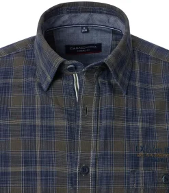 CASA MODA Sport casual fit overhemd, popeline, groen met blauw geruit
