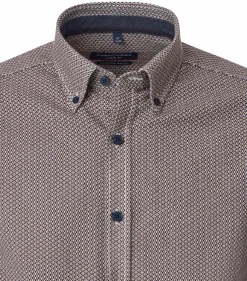 CASA MODA Sport casual fit overhemd, flanel, bruin dessin