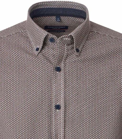CASA MODA Sport casual fit overhemd, flanel, bruin dessin