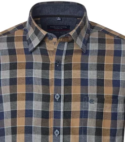 CASA MODA Sport casual fit overhemd, flanel, grijs geruit