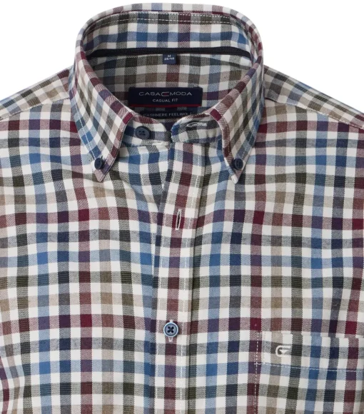 CASA MODA Sport casual fit overhemd, flanel, rood geruit