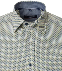 CASA MODA Sport casual fit overhemd, popeline, wit met blauw en geel dessin