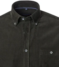 CASA MODA Sport casual fit overhemd, ribfluweel, donkergroen