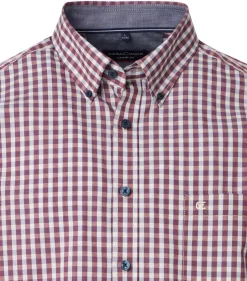 CASA MODA Sport casual fit overhemd, structuur, rood met wit en blauw geruit