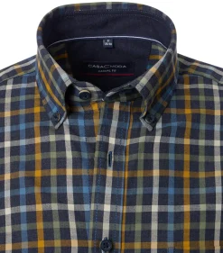 CASA MODA Sport casual fit overhemd, twill, blauw, groen, oranje geruit