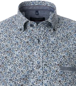 CASA MODA Sport casual fit overhemd, popeline, blauw dessin