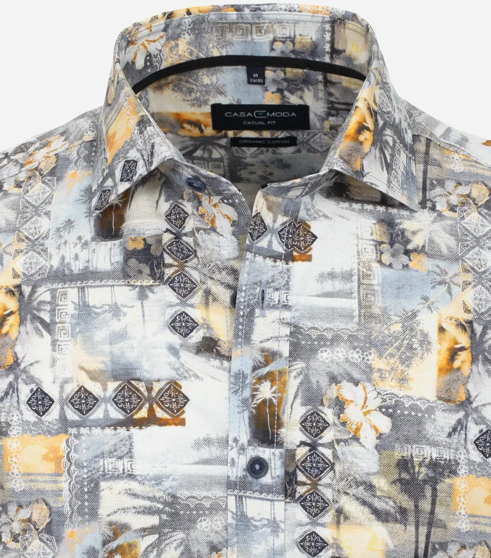 CASA MODA Sport casual fit overhemd, popeline, blauw dessin