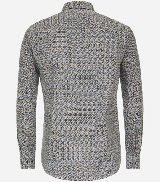 CASA MODA Sport casual fit overhemd, popeline, geel dessin