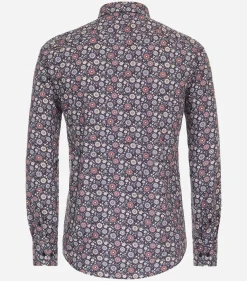 CASA MODA Sport casual fit overhemd, popeline, rood dessin