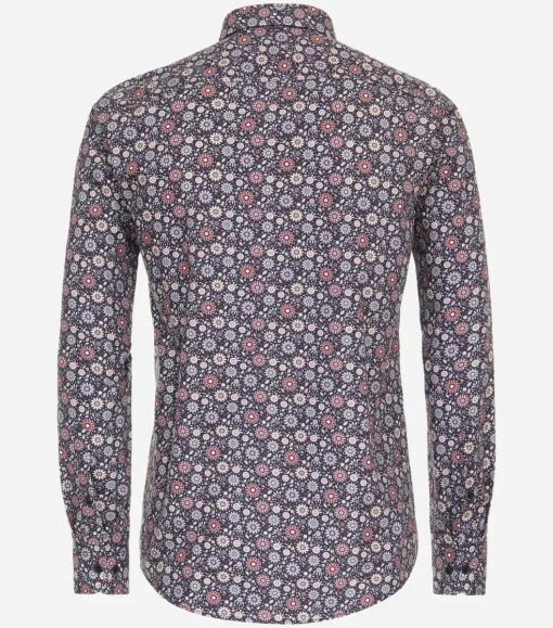 CASA MODA Sport casual fit overhemd, popeline, rood dessin