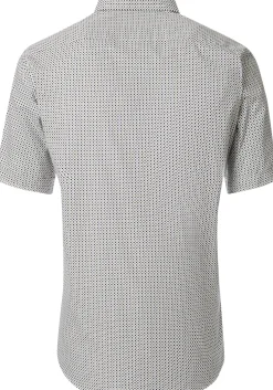 CASA MODA Sport casual fit overhemd, korte mouw, twill, wit met groen en blauw dessin
