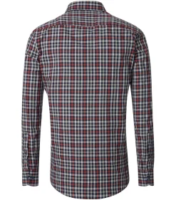 CASA MODA Sport casual fit overhemd, dobby, rood, wit, blauw en groen geruit