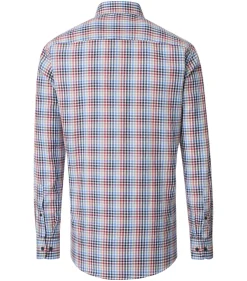 CASA MODA Sport casual fit overhemd, dobby, wit met rood, blauw en groen geruit