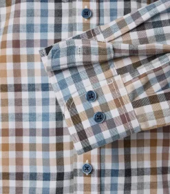 CASA MODA Sport casual fit overhemd, flanel, beige geruit