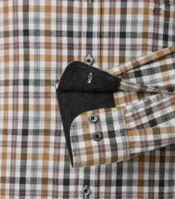 CASA MODA Sport casual fit overhemd, flanel, beige, blauw, wit geruit