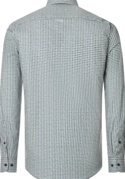 CASA MODA Sport casual fit overhemd, popeline, groen met blauw, beige en wit dessin