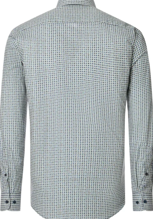 CASA MODA Sport casual fit overhemd, popeline, groen met blauw, beige en wit dessin