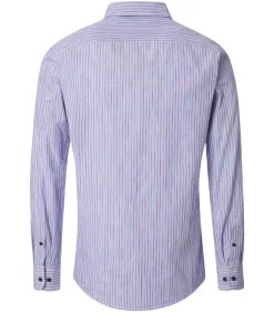 CASA MODA Sport casual fit overhemd, popeline, lichtblauw met rood gestreept