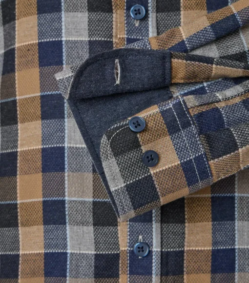 CASA MODA Sport casual fit overhemd, flanel, grijs geruit