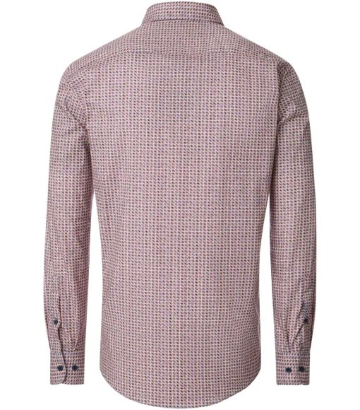 CASA MODA Sport casual fit overhemd, popeline, rood, met blauw en wit dessin