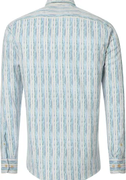 CASA MODA Sport casual fit overhemd, popeline, wit met blauw, geel en groen gestreept