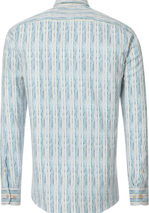 CASA MODA Sport casual fit overhemd, popeline, wit met blauw, geel en groen gestreept