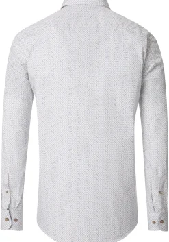 CASA MODA Sport casual fit overhemd, popeline, wit met lichtblauw en beige dessin