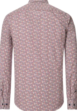 CASA MODA Sport casual fit overhemd, popeline, wit met rood en blauw balletjes dessin