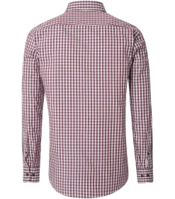 CASA MODA Sport casual fit overhemd, structuur, rood met wit en blauw geruit