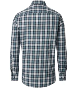 CASA MODA Sport casual fit overhemd, twill, groen met blauw, beige en wit geruit