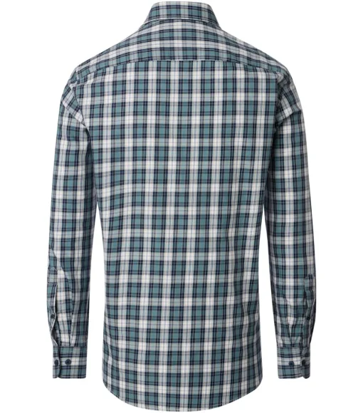 CASA MODA Sport casual fit overhemd, twill, groen met blauw, beige en wit geruit